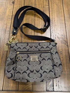 Coach Crossbody Bag in Gray and Black with Gold Hardware